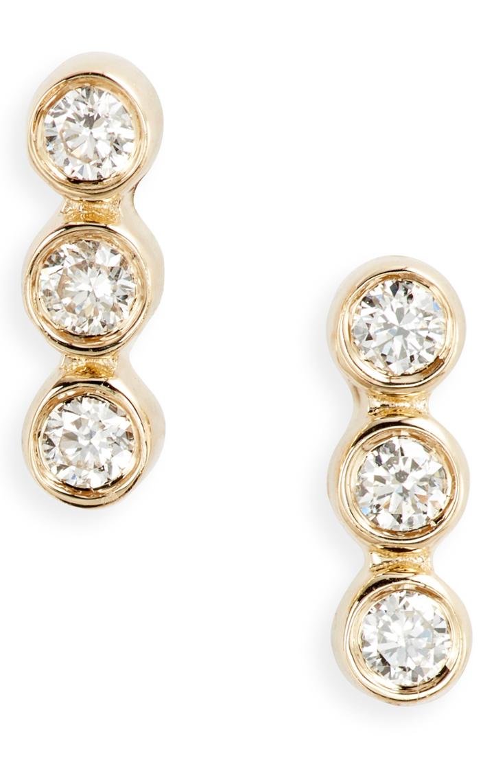 Women's Ef Collection Triple Bezel Diamond Stud Earrings