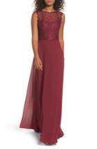 Women's Hayley Paige Occasions Lace & Chiffon A-line Gown - Blue