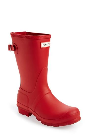 Women's Hunter Original Short Back Adjustable Rain Boot M - Red