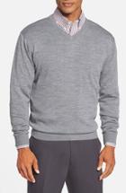 Men's Cutter & Buck 'douglas' Merino Wool Blend V-neck Sweater - Metallic (online Only)