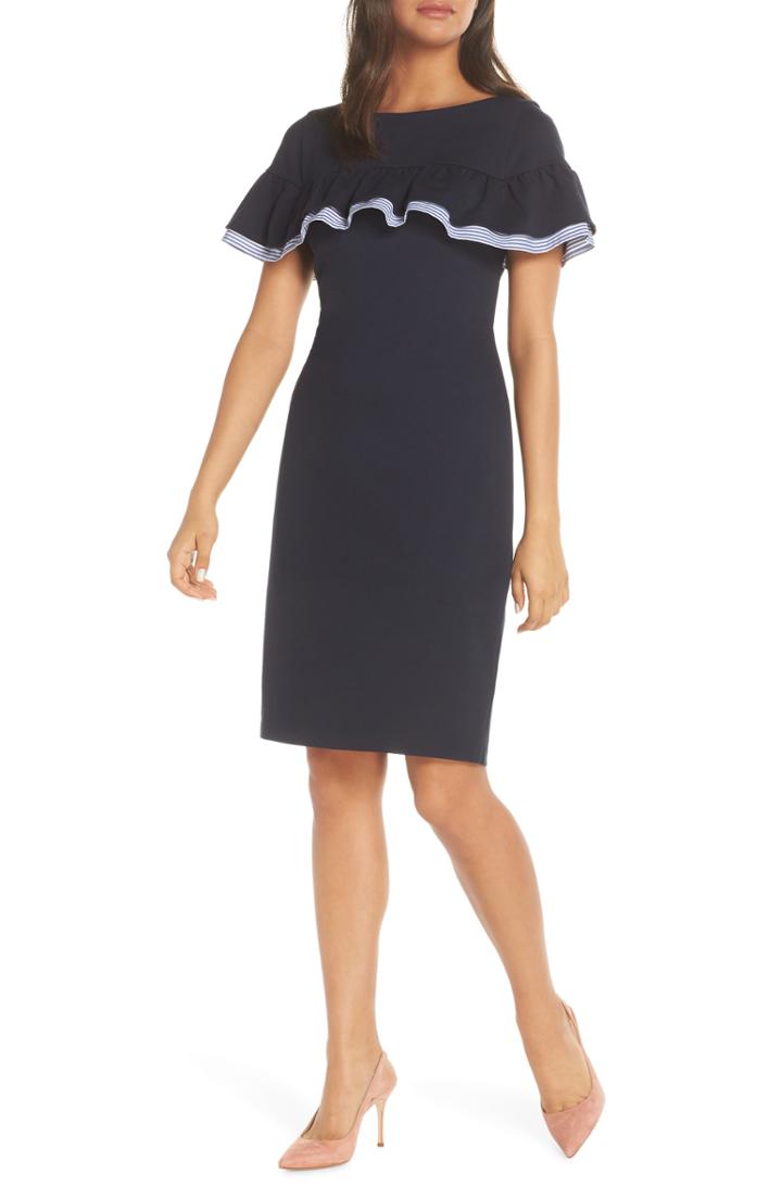 Women's Eliza J Ruffle Detail Sheath Dress - Blue