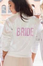Women's Hayley Paige Sparkle Bride Bomber Jacket - White