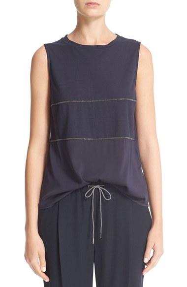 Women's Fabiana Filippi Mollini Trim Jersey & Crepe Top