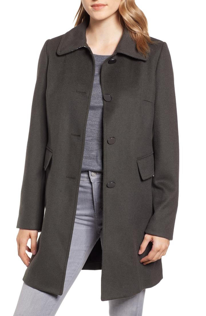 Women's Tahari Sophie A-line Wool Blend Coat - Green
