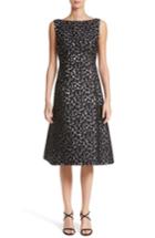 Women's Lela Rose Floral Matelasse A-line Dress - Black