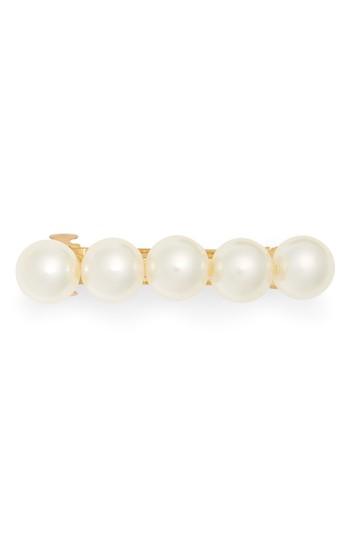 Tasha Big Imitation Pearl Barrette, Size - Metallic