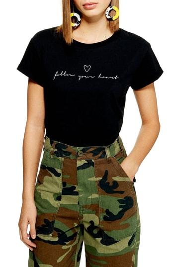 Women's Topshop Follow Your Heart Tee Us (fits Like 0-2) - Black