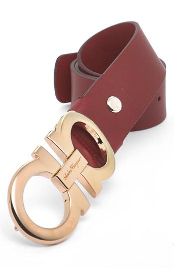 Men's Salvatore Ferragamo Calfskin Belt - Red