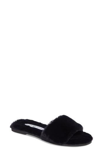 Women's Chinese Laundry Mulholland Faux Fur Slide Sandal M - Blue