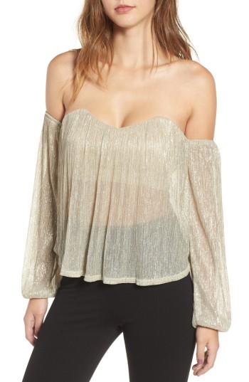Women's 4si3nna Off The Shoulder Top - Metallic
