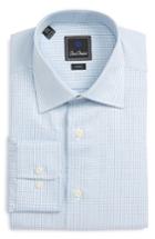 Men's David Donahue Trim Fit Check Dress Shirt .5 32/33 - Green