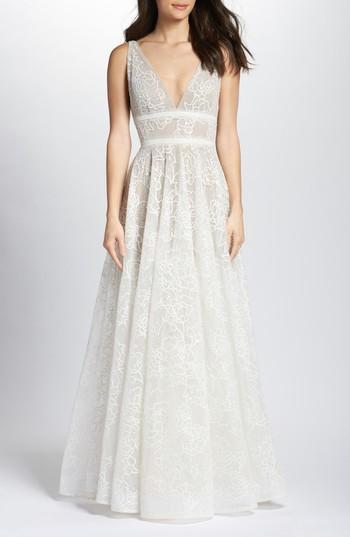 Women's Bronx And Banco Emily Floral Tulle A-line Gown - Ivory