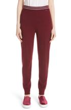 Women's St. John Collection Stripe Waist Cashmere Knit Pants, Size - Burgundy