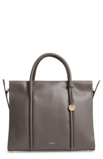 Skagen Katryn Recessed Leather Satchel - Grey