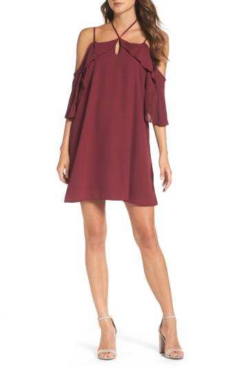 Women's Mary & Mabel Cold Shoulder Swing Dress - Burgundy