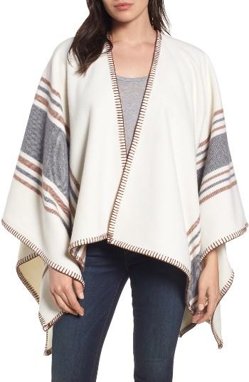 Women's Frye Addison Stripe Wool Wrap, Size - White