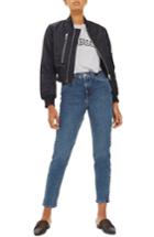 Women's Topshop Dries Crop Bomber Jacket Us (fits Like 6-8) - Blue