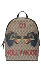 Men's Gucci Wolf Print Gg Supreme Backpack - Black