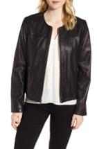 Women's Cole Haan Lambskin Leather Jacket - Black