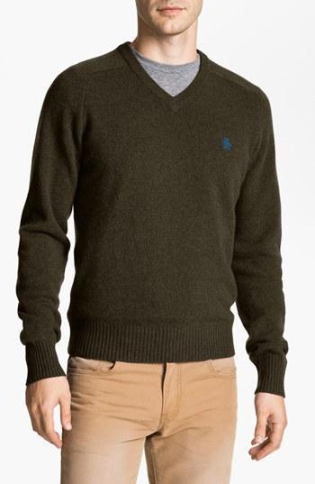 Original Penguin V-neck Lambswool Sweater Military
