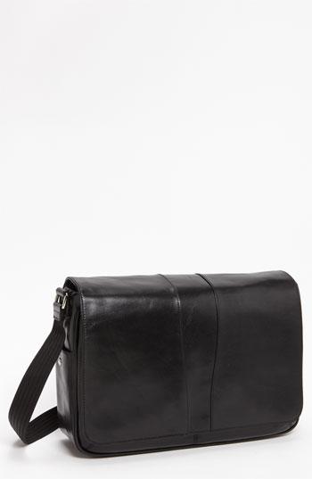Men's Bosca Leather Messenger Bag - Black