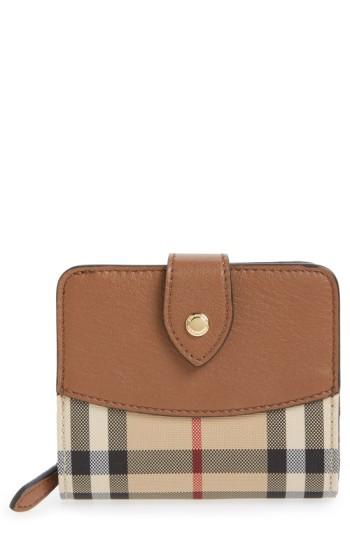 Women's Burberry 'finsbury' Horseferry Check Wallet - Brown