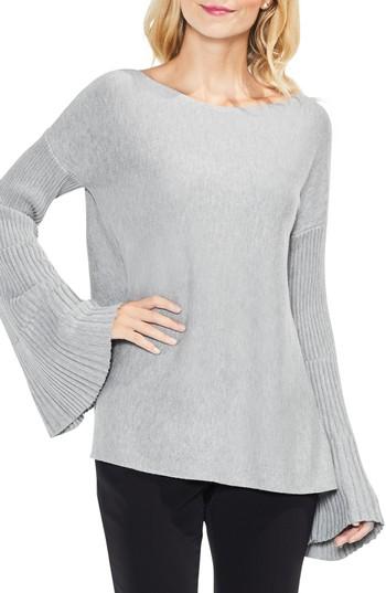 Women's Vince Camuto Bell Sleeve Ribbed Sweater - Grey