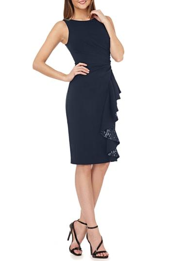 Women's Carmen Marc Valvo Infusion Sequin Cascade Ruffle Cocktail Sheath