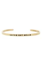 Women's Mantraband La Vie Est Belle Engraved Cuff