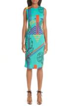 Women's Versace Collection Abstract Print Sheath Dress Us / 38 It - Blue/green