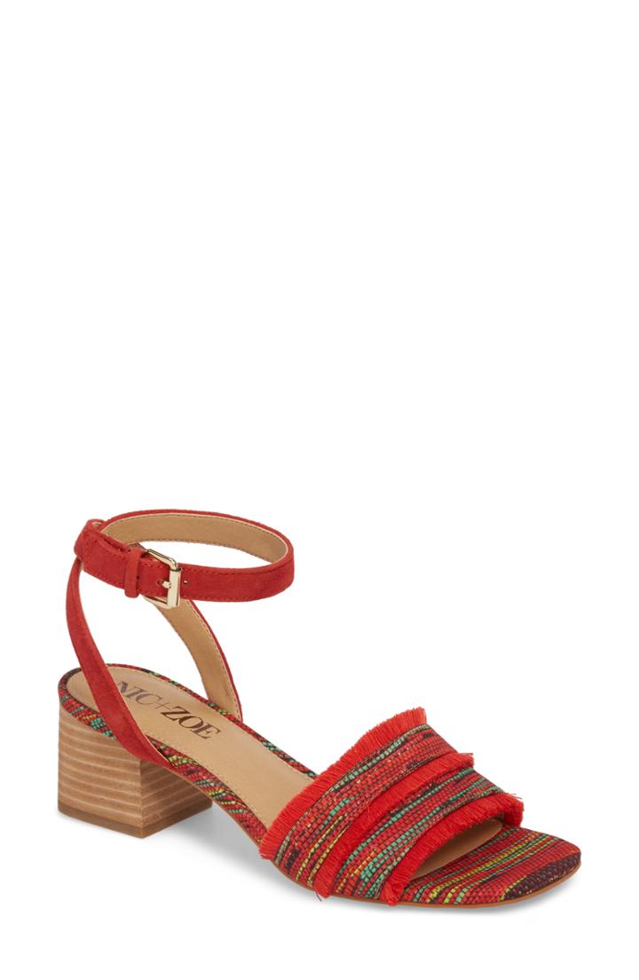 Women's Nic+zoe Zaria Fringed Sandal M - Red