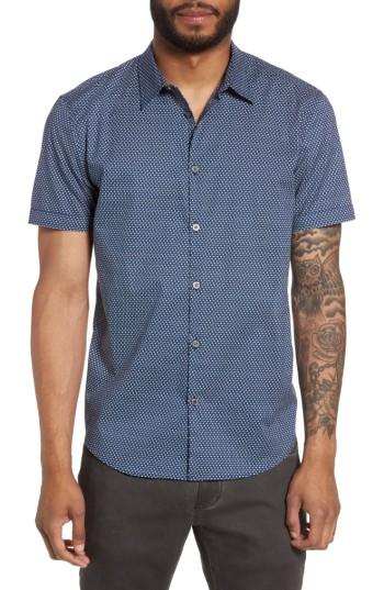 Men's John Varvatos Star Usa Trim Fit Print Sport Shirt, Size - Blue