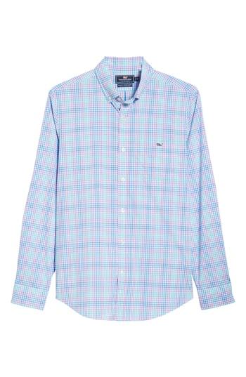 Men's Vineyard Vines Ridge Hill Slim Fit Check Performance Sport Shirt - Blue