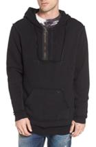 Men's True Religion Brand Jeans Distressed Pullover Hoodie, Size - Black
