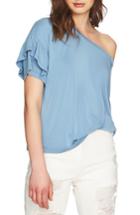 Women's 1.state Ruffle Sleeve One-shoulder Tee, Size - Blue/green