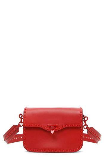 Valentino Garavani Rockstud Leather Shoulder Bag - Red