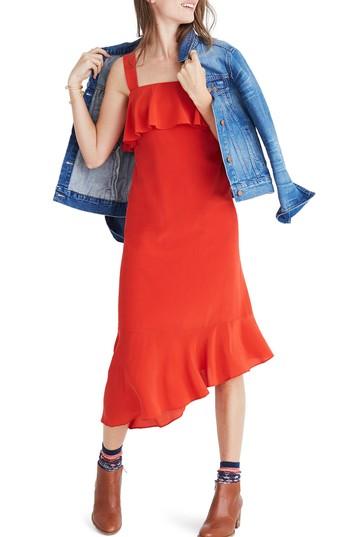 Women's Madewell Ruffle Silk Midi Dress