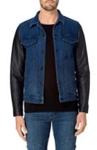 Men's J Brand Scorpius Leather & Denim Jacket - Blue