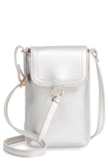 Bp. Tassel Faux Leather Phone Crossbody Bag - Metallic