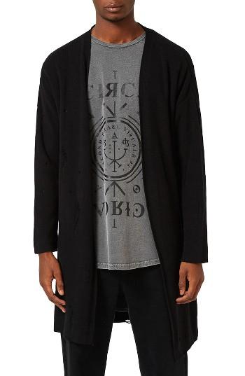 Men's Topman Ripped Longline Cardigan