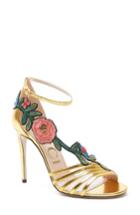 Women's Gucci Ophelia Floral Sandal .5us / 36.5eu - Metallic