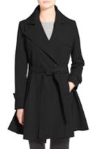 Women's Trina Turk 'phoebe' Double Breasted Trench Coat, Size 6 - Black (online Only) (regular & )
