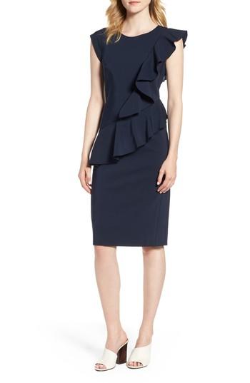 Women's Emerson Rose Ruffle Trim Sheath Dress - Blue