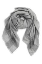 Women's Tory Burch Check Wool & Cashmere Scarf, Size - Grey