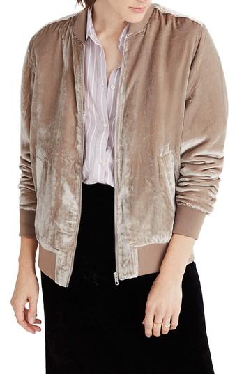 Women's Madewell Velvet Bomber Jacket