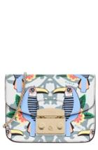 Furla Mini Metropolis Print Leather Crossbody Bag - Blue