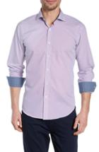 Men's Bugatchi Shaped Fit Print Sport Shirt, Size - Pink