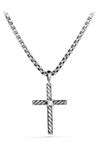 Women's David Yurman 'cable Classics' Cross With Diamond On Chain