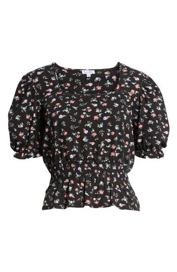Women's Love, Fire Floral Print Smock Waist Top
