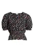 Women's Love, Fire Floral Print Smock Waist Top